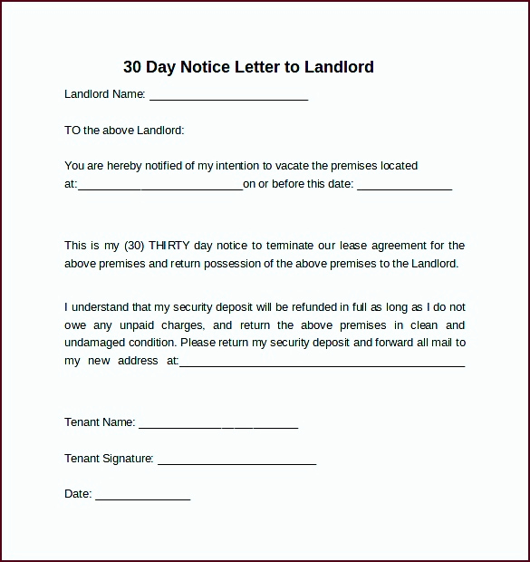 30 Notice to Vacate Template Best Of 5 30 Day Notice to Vacate Letter Template Template