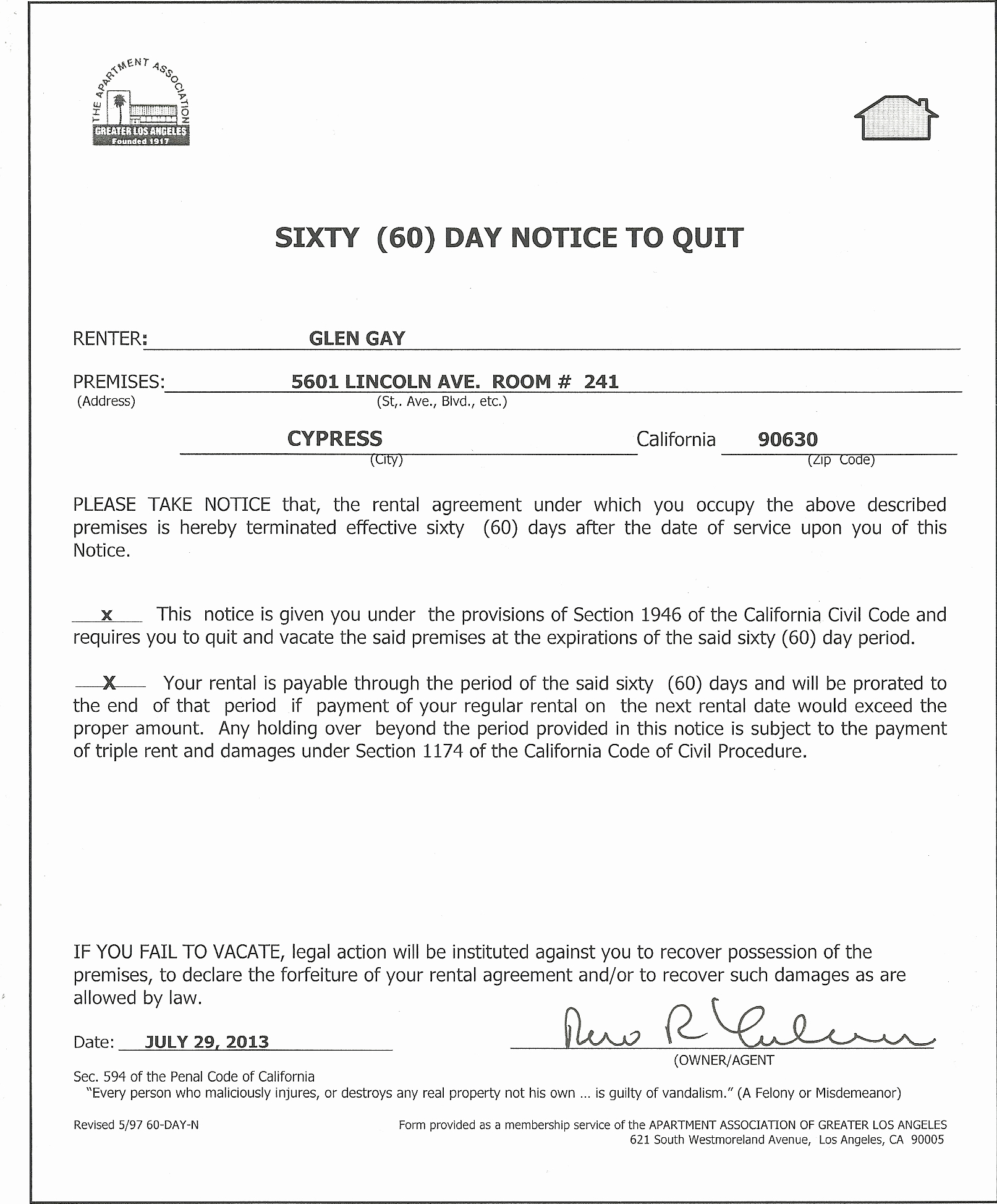 60 Day Eviction Notice Template Best Of 60 Day Notice