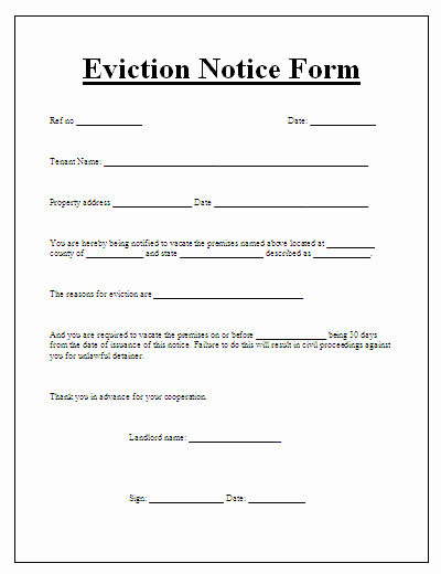 60 Day Eviction Notice Template Luxury Blank Eviction Notice form