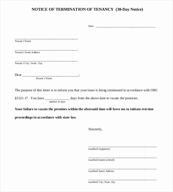 60 Day Eviction Notice Template New 30 Day Eviction Notice Template