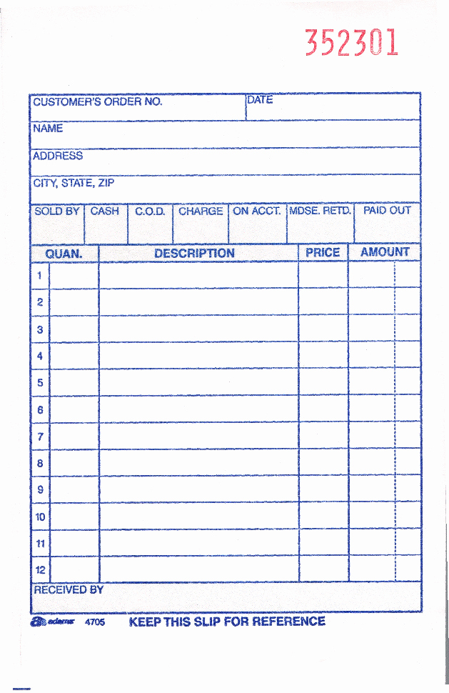 dc4705 sales order book 2 part