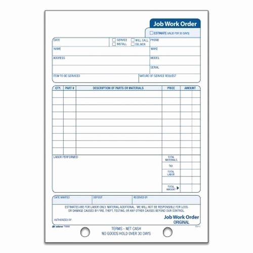 Adams Gift Certificate Template Best Of Adams 3 Part Job Work order Book T5868