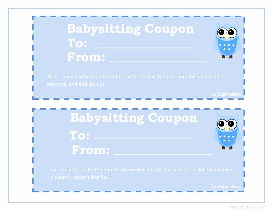 Adams Gift Certificate Template Unique Printable Babysitting Coupon