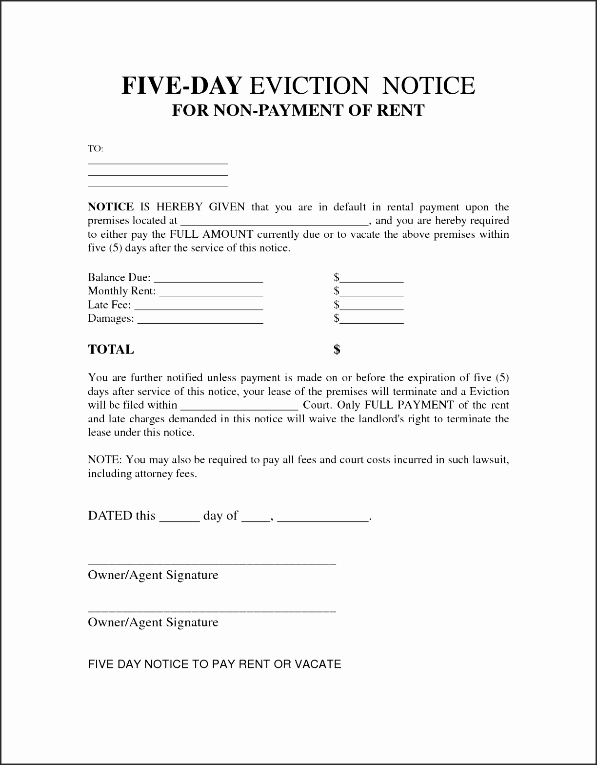 Alabama Eviction Notice Template Elegant Alabama Notice to Vacate forms