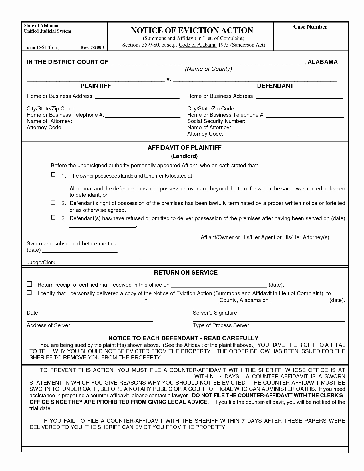 Alabama Eviction Notice Template New Alabama Eviction Notice Free Printable Documents