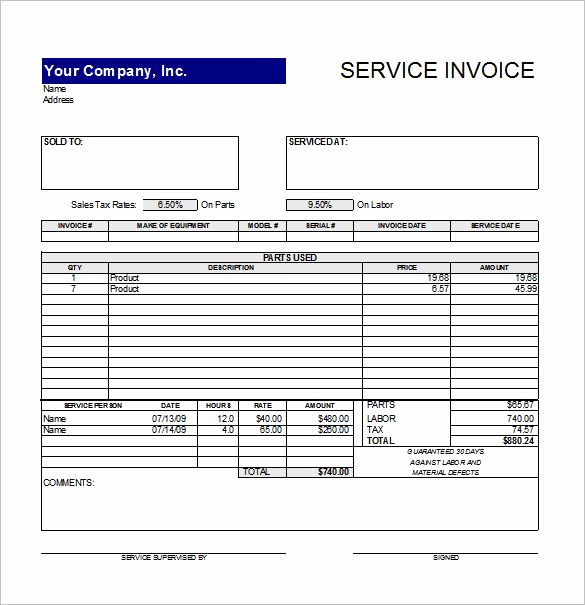 Appliance Repair Invoice Template Awesome Excel Service Invoice Template Invoice Template for Mac