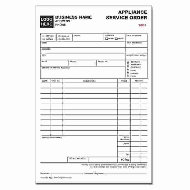 Appliance Repair Invoice Template Fresh Appliance Service order form