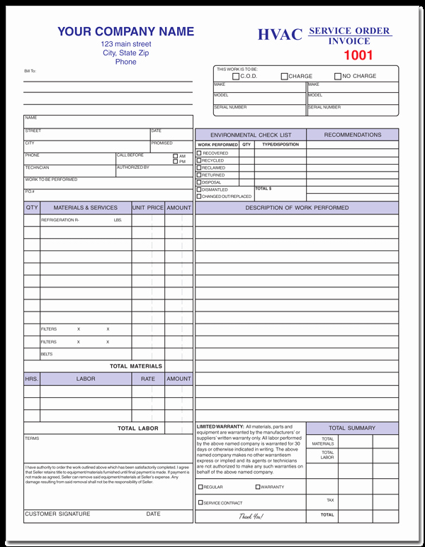 Appliance Repair Invoice Template Inspirational Hvac Service Repair form