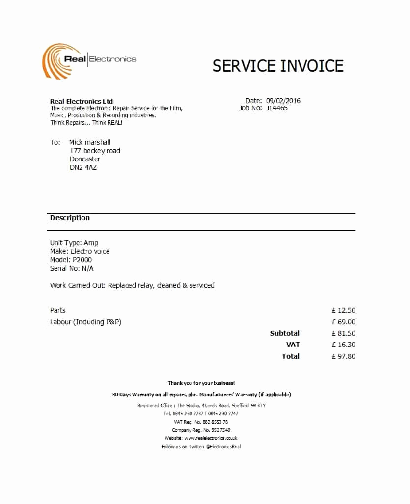 Appliance Repair Invoice Template New 50 Simple Service Invoice Templates [ms Word] Template