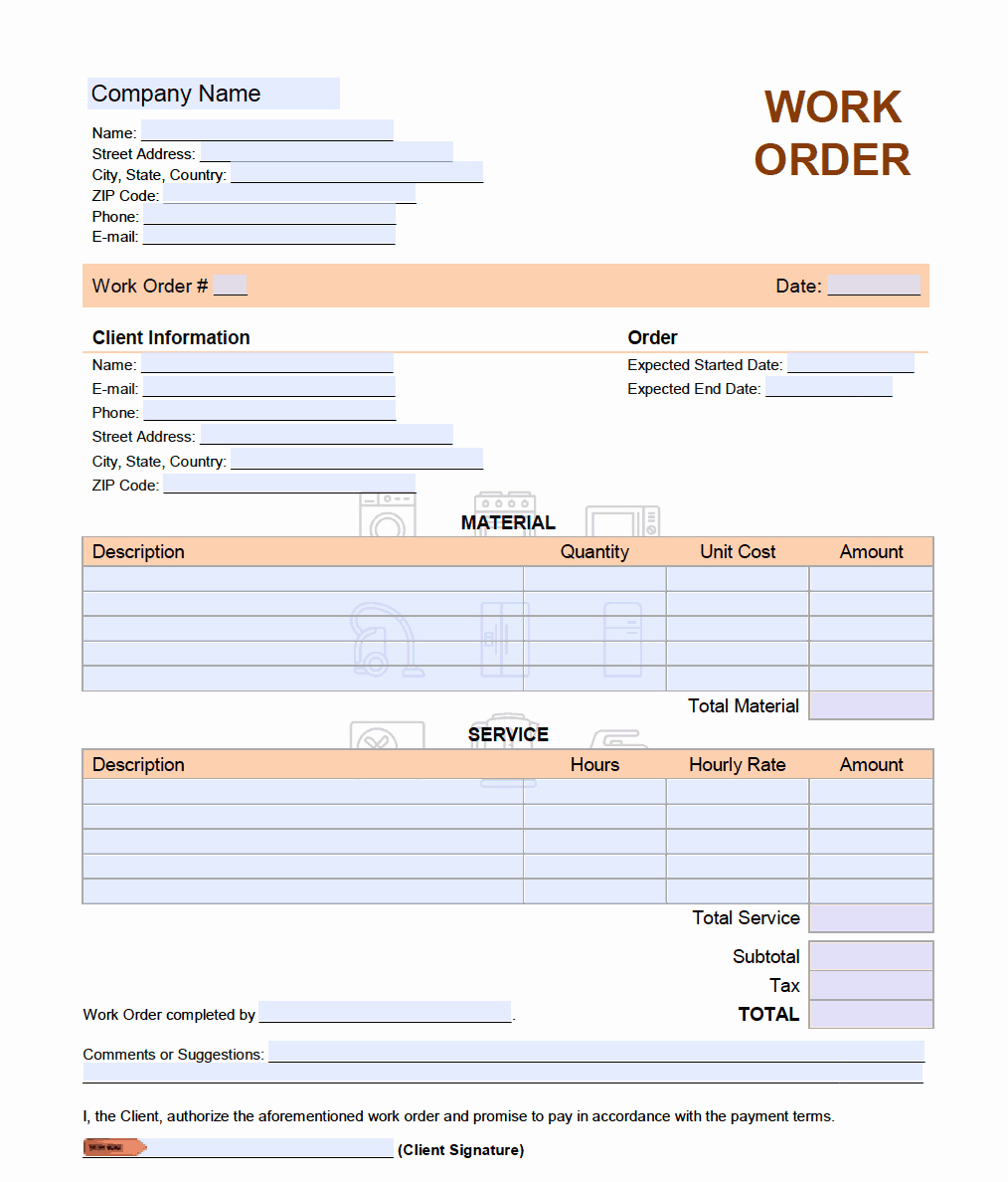 Appliance Repair Invoice Template New Appliance Repair Work order Template Lineinvoice