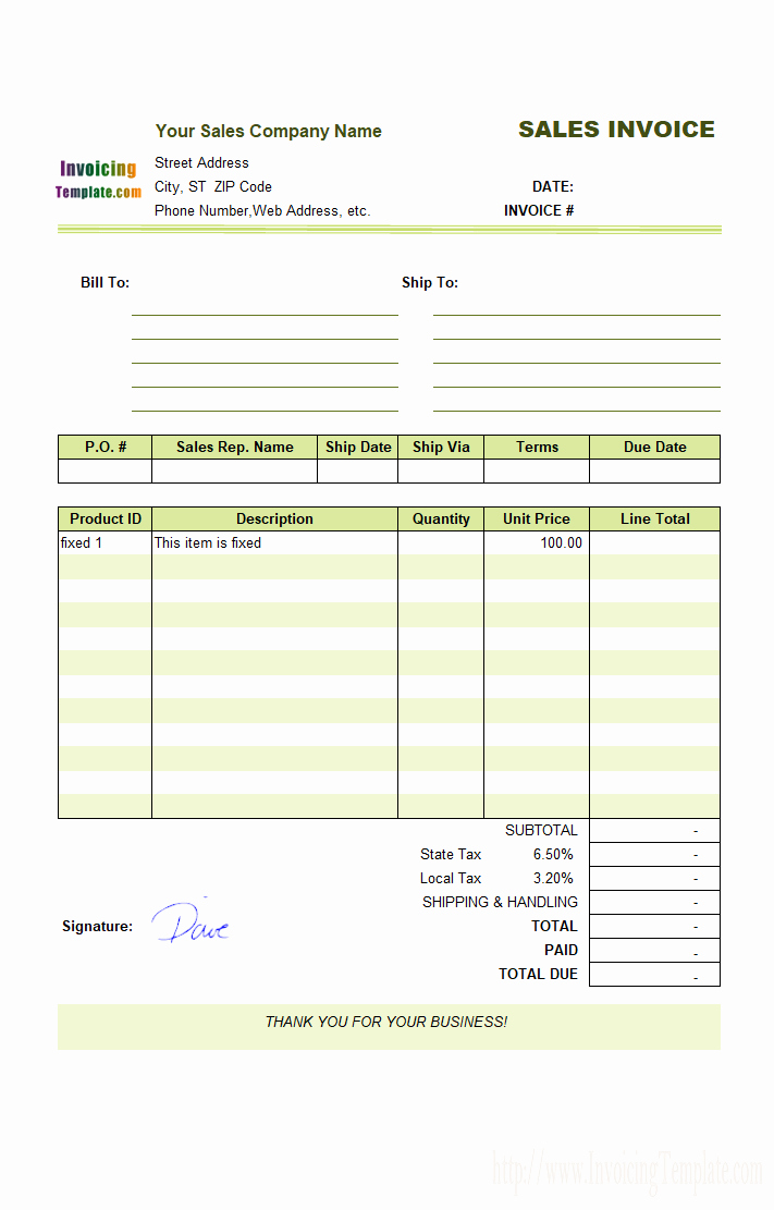 Appliance Repair Invoice Template New Sample Sales Invoice Template Fixed Items