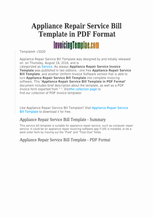 Appliance Repair Invoice Template New top 7 Professional Services Invoice Templates Free to