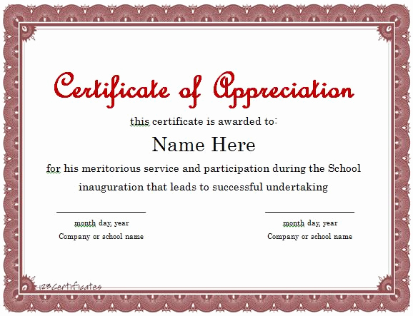 Appreciation Certificate Template Free Fresh 10 Certificate Appreciation Template Free Download