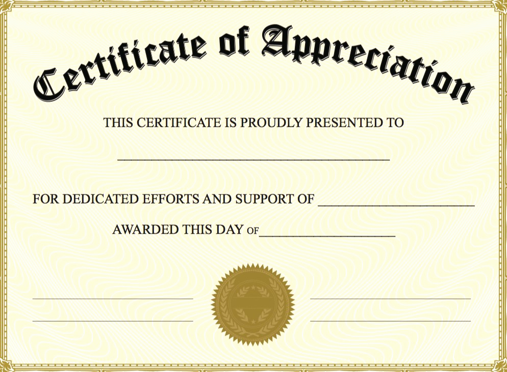 Appreciation Certificate Template Free Fresh Certificate Appreciation Template