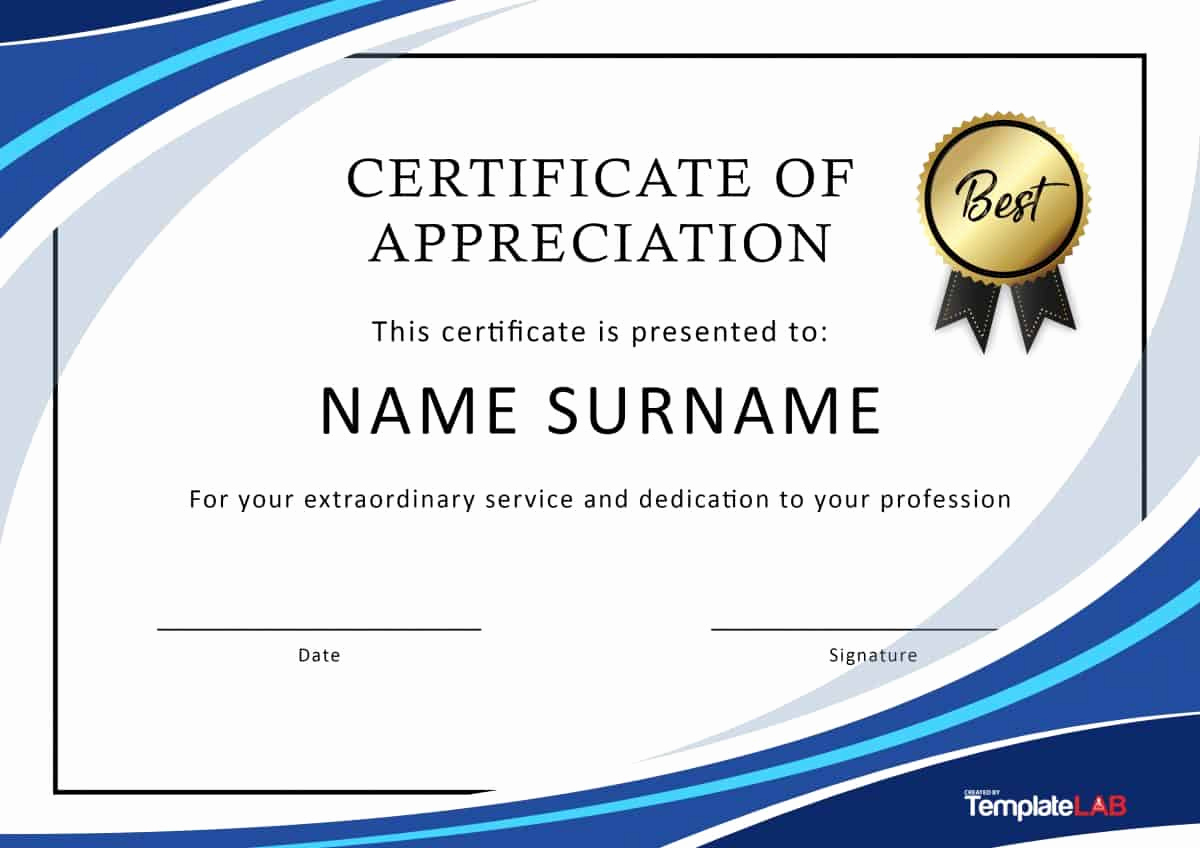 Appreciation Certificate Template Free Luxury 30 Free Certificate Of Appreciation Templates and Letters