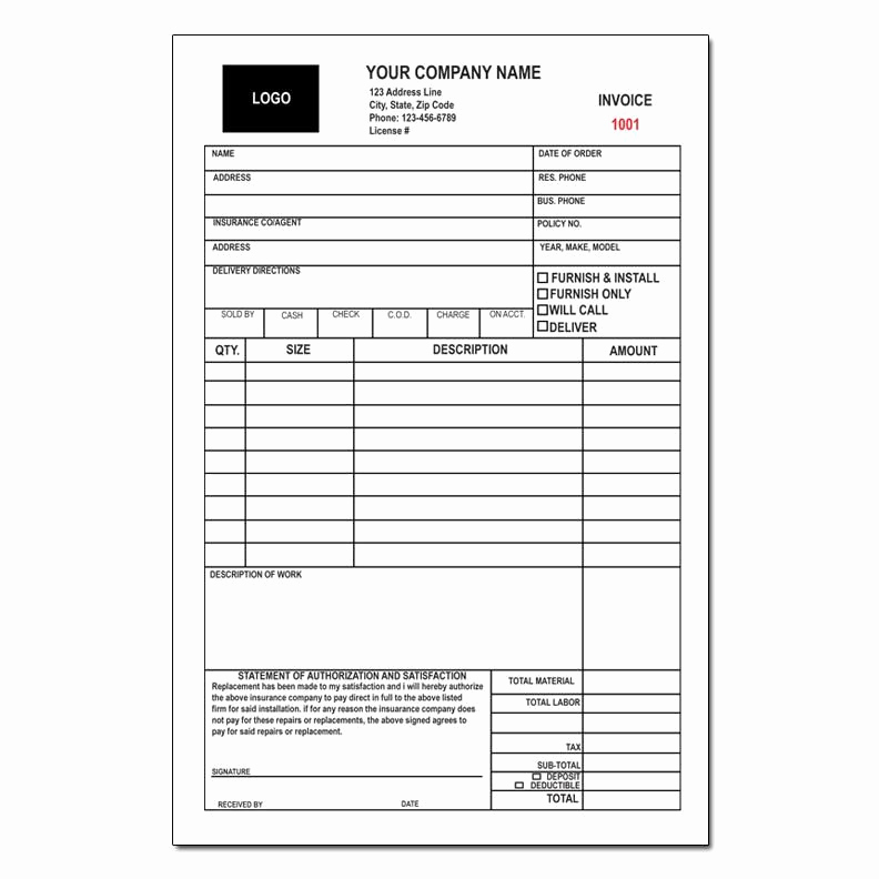 Auto Body Shop Invoice Template Awesome Carbonless Invoice Printing