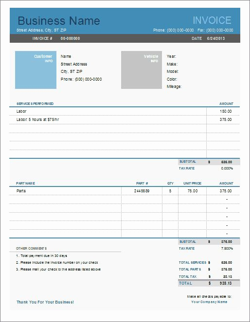 Auto Body Shop Invoice Template Best Of 25 Best Auto Service Invoice Images On Pinterest