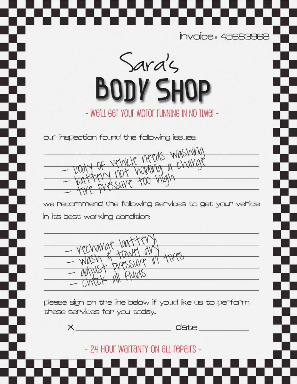 Auto Body Shop Invoice Template Elegant Body Shop Invoice Pdf Will