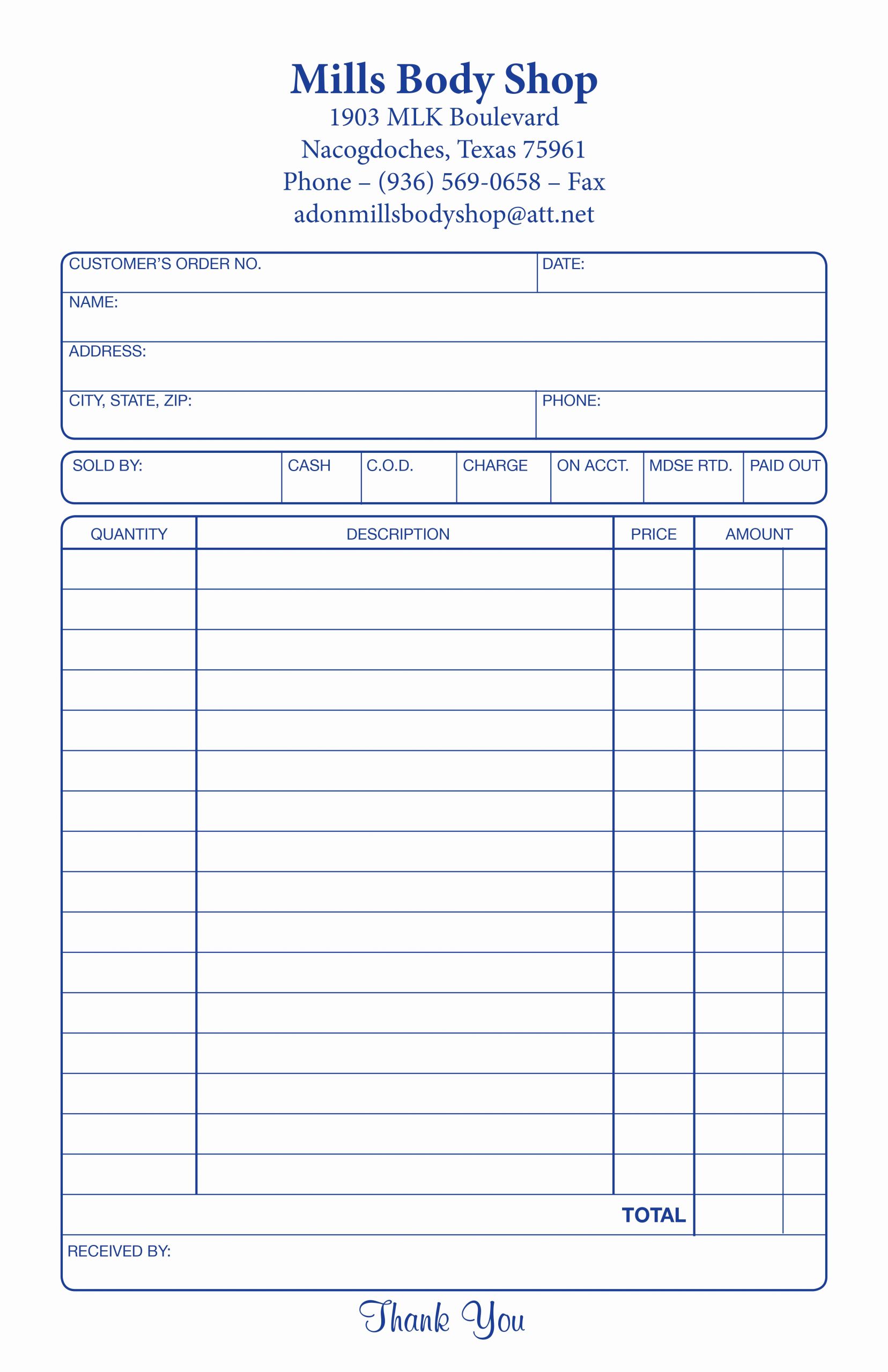 Auto Body Shop Invoice Template Luxury Simple Invoice Design for A Body Shop Repair Service