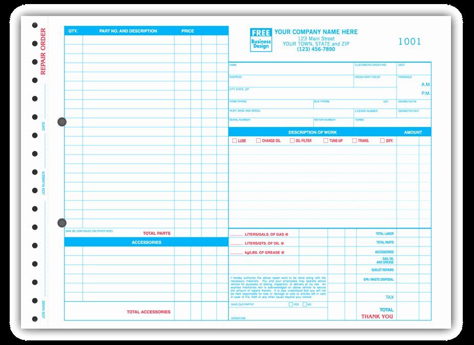 Auto Repair Invoice Template Free Awesome Auto Repair Invoice Template