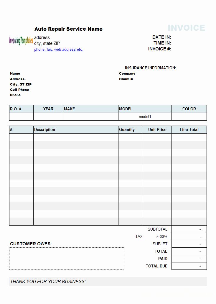 Auto Repair Invoice Template Free New Auto Repair Invoicing Sample 2