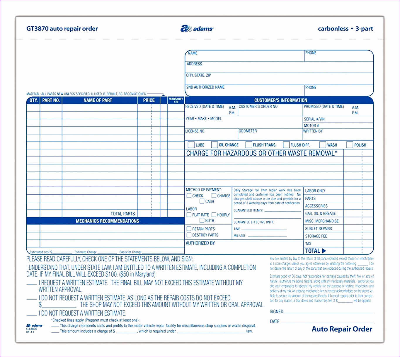 Auto Repair Invoice Template Free Unique 6 Free Auto Repair Invoice Template Excel Exceltemplates