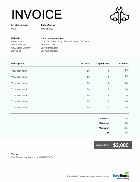 Auto Repair Invoice Template Free Unique Auto Repair Invoice Template Free Download