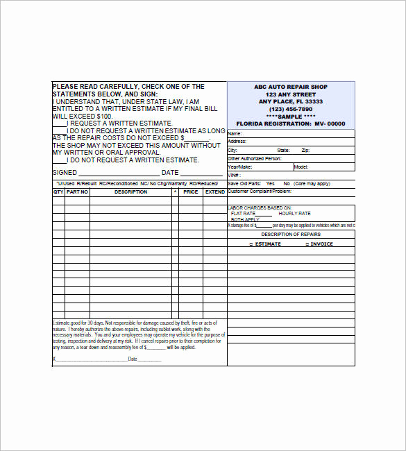 Auto Repair Invoice Template Free Unique Free 20 Small Business Invoice Templates In Google Docs