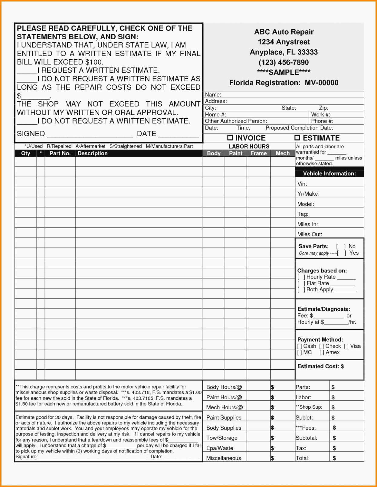 Auto Repair Invoice Template Free Unique Reasons why Body Shop