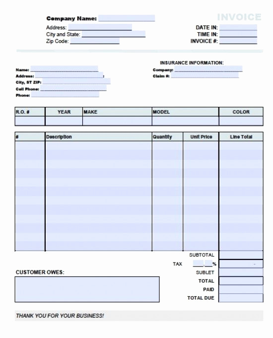 Automotive Repair Invoice Template Best Of Automotive Repair Invoice forms