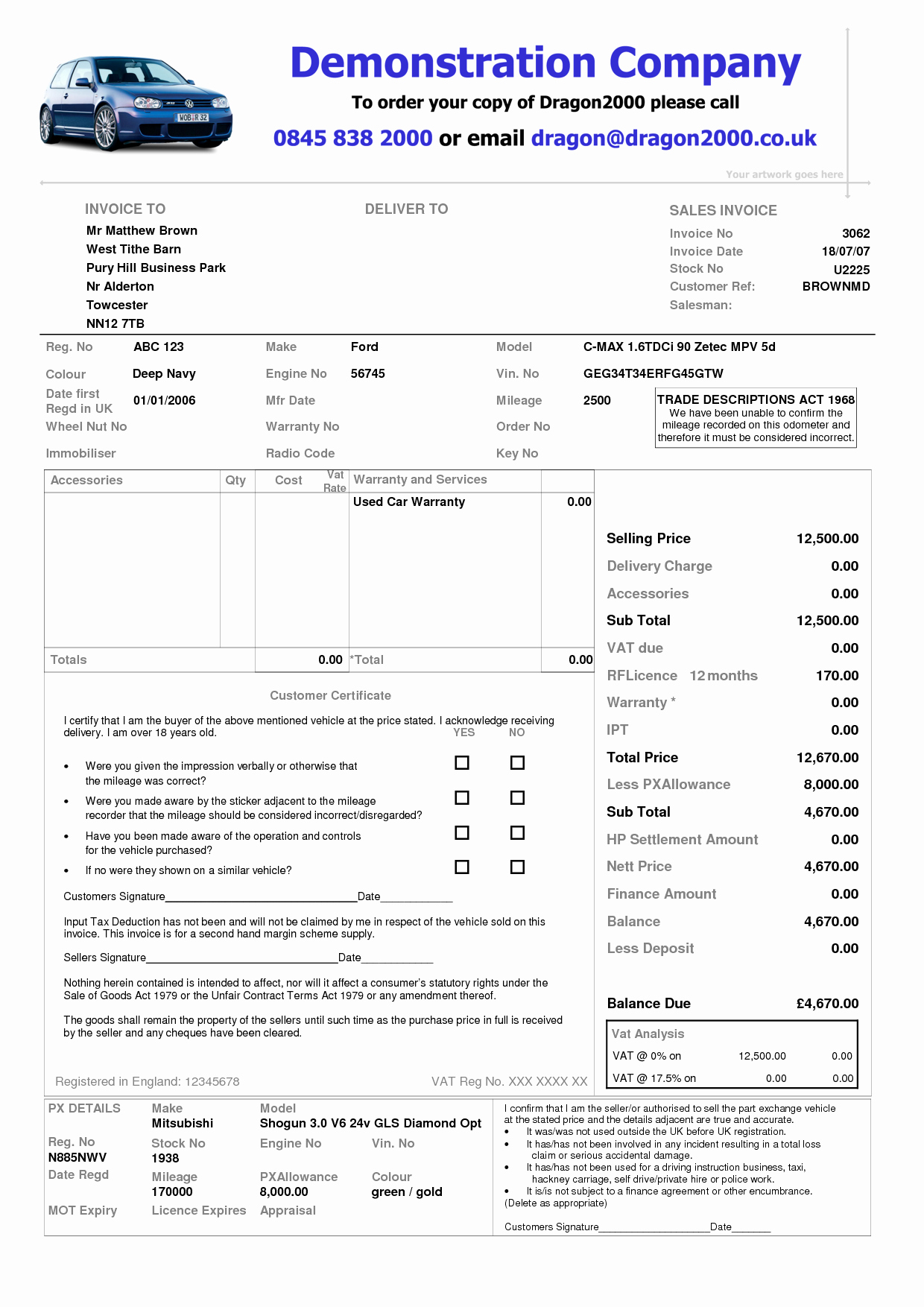 Automotive Repair Invoice Template New Automobile Invoices