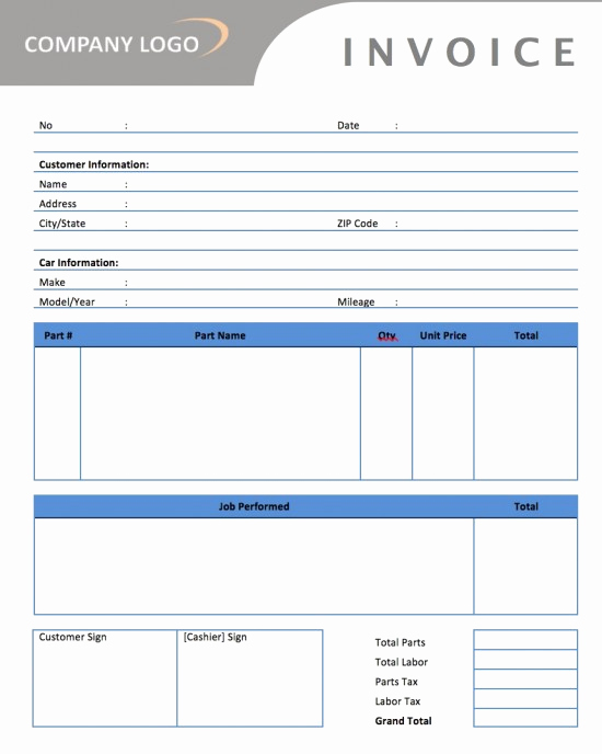 Automotive Repair Invoice Template Unique Auto Repair Invoice Sample