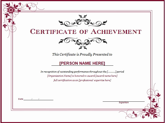 Award Certificate Template Free Download Best Of Ms Word Achievement Award Certificate Templates