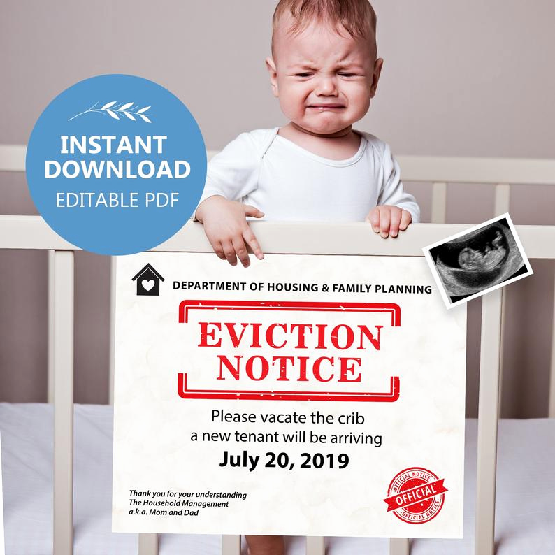 Baby Eviction Notice Template Luxury Editable Eviction Notice Baby Pregnancy Announcement for