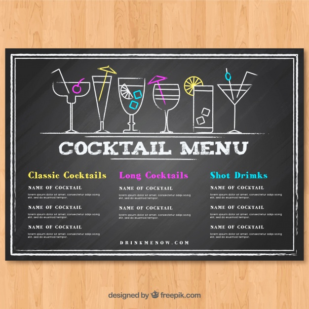 Bar Menu Template Free Awesome Cocktail Menu Template In Blackboard Style Vector