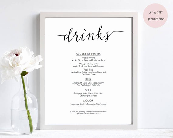 Bar Menu Template Free Elegant Drinks Menu Template Printable