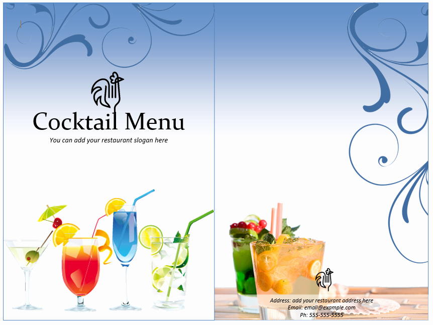 Bar Menu Template Free Unique Cocktail Menu Template Word Templates