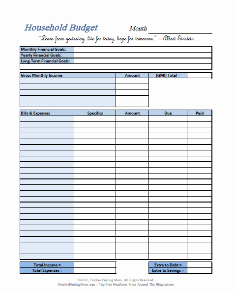 Basic Household Budget Template Awesome Free Printable Bud Worksheets – Download or Print