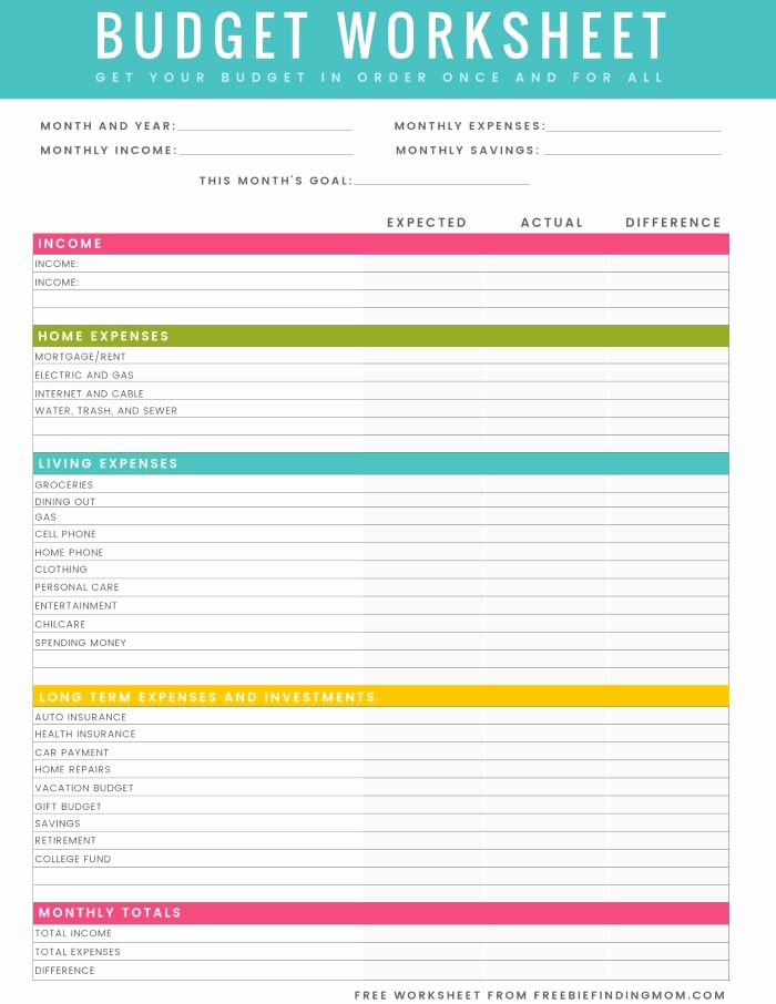 Basic Household Budget Template Beautiful Free Printable Household Bud Worksheet