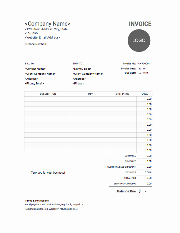 Basic Invoice Template Google Docs Awesome Google Docs Invoice Template