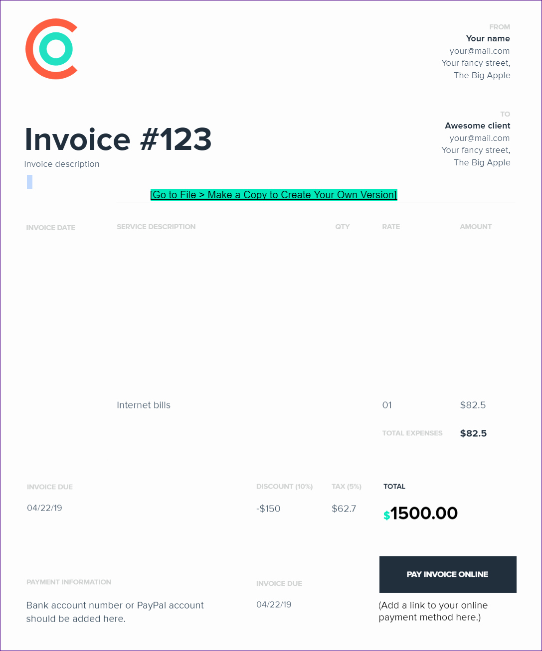 free google docs templates invoices