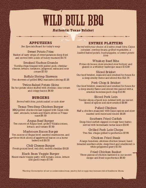bbq menu