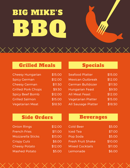 Bbq Catering Menu Template Lovely Customize 171 Bbq Menu Templates Online Canva