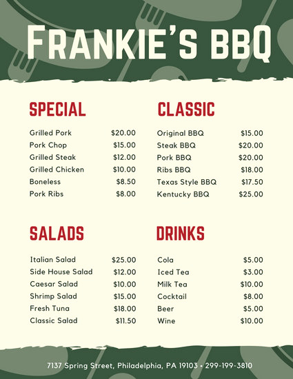 Bbq Catering Menu Template New Customize 171 Bbq Menu Templates Online Canva