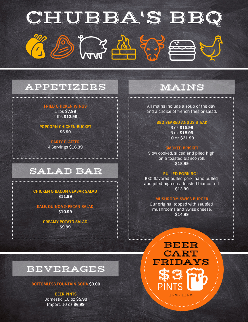 Bbq Menu Template Free Elegant Bbq Menu Template