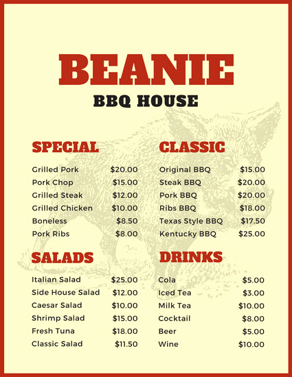 Bbq Menu Template Free Luxury Customize 171 Bbq Menu Templates Online Canva