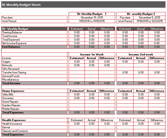 Bi Monthly Budget Template Awesome 26 Free Bi Weekly Bud Templates Ms Fice Documents