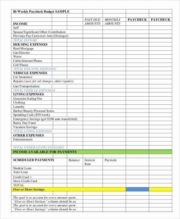 Bi Monthly Budget Template Awesome Biweekly Bud Template 8 Free Word Pdf Documents