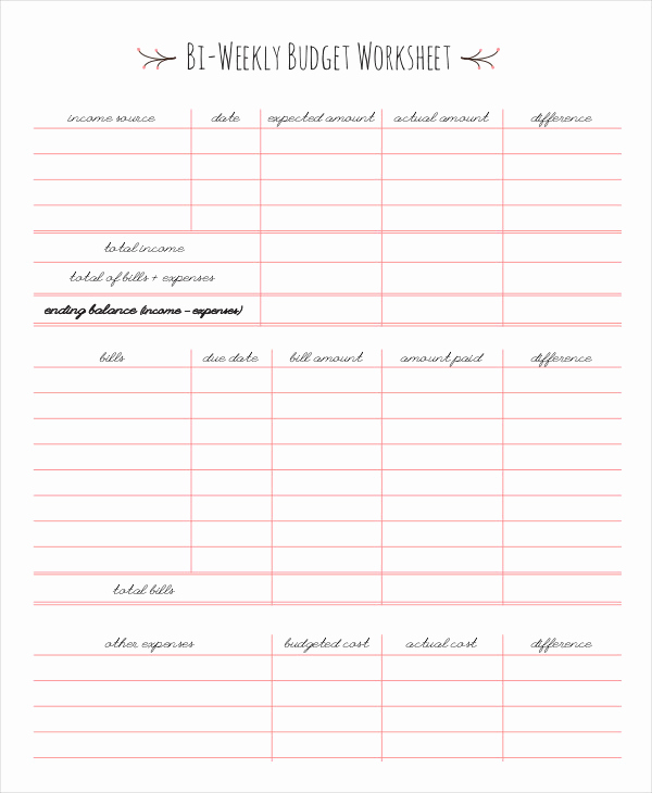 Bi Monthly Budget Template Elegant 17 Printable Bud Worksheet Templates Word Pdf