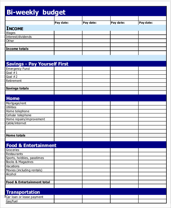 Bi Monthly Budget Template Fresh Biweekly Bud Template 8 Free Word Pdf Documents